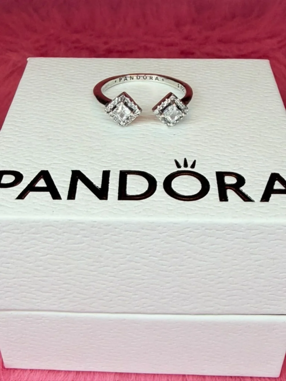 Pandora Sterling Silver Open Ring with Clear Cubic Zirconia - Silver